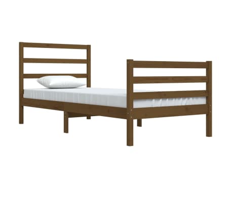 vidaXL Sengeramme honningbrun heltre furu 90x200 cm