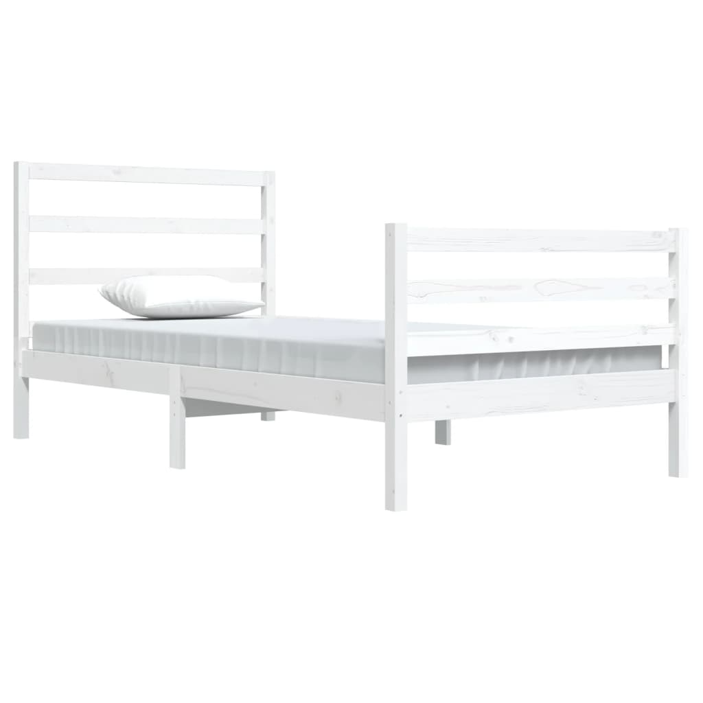 vidaXL Bedframe massief grenenhout wit 100x200 cm