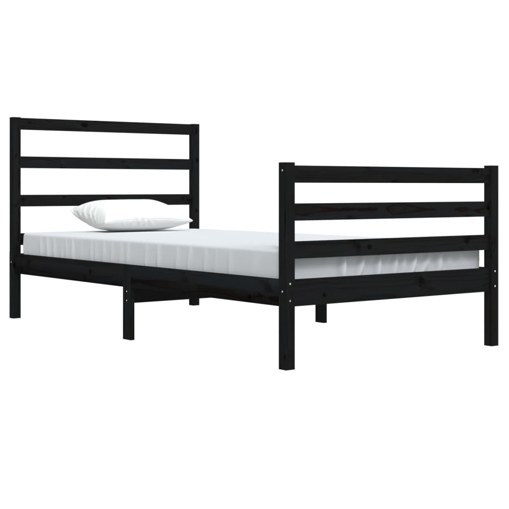 vidaXL Cadre de lit sans matelas noir bois massif de pin 100x200 cm