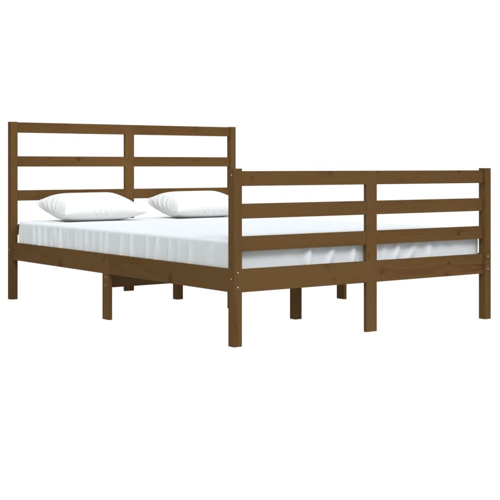 vidaXL Bed Frame Honey Brown Solid Wood Pine 140x200 cm