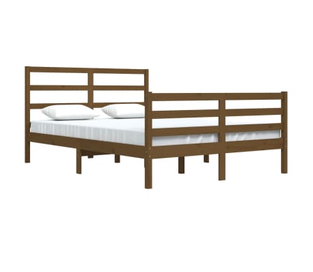 vidaXL Estrutura de cama 140x200 cm pinho maciço castanho-mel