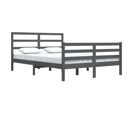 vidaXL Lovos rėmas, pilkos spalvos, 160x200cm, pu&scaron;ies medienos masyvas