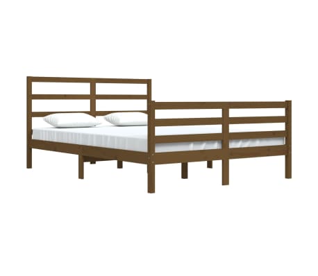 vidaXL Lovos rėmas, medaus rudas, 160x200cm, pu&scaron;ies medienos masyvas