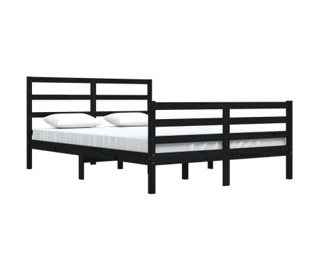 vidaXL Sengeramme svart heltre furu 160x200 cm