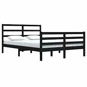 vidaXL Sengeramme svart heltre furu 160x200 cm