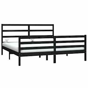 vidaXL Lovos rėmas, juodas, 180x200cm, pu&scaron;ies masyvas, itin didelis
