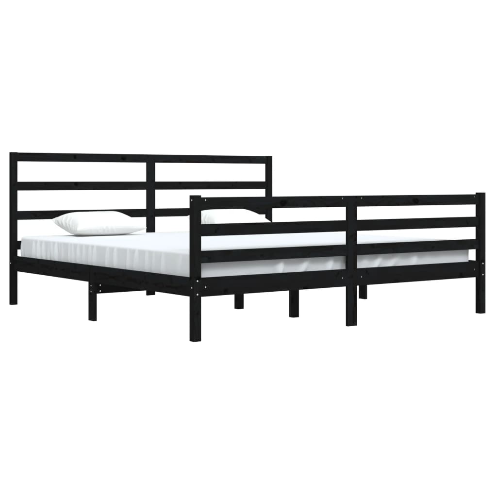 vidaXL Bedframe massief grenenhout zwart 200x200 cm afbeelding
