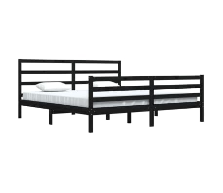 vidaXL fekete tömör fenyőfa ágykeret 200 x 200 cm