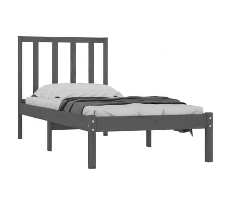 vidaXL Lovos rėmas, pilkas, 75x190cm, pu&scaron;ies masyvas, vienvietis