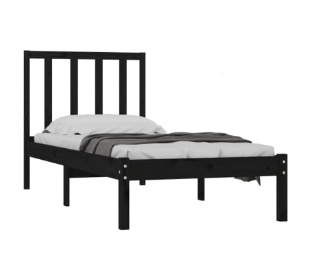 vidaXL Massivholzbett Schwarz Kiefer 75x190 cm