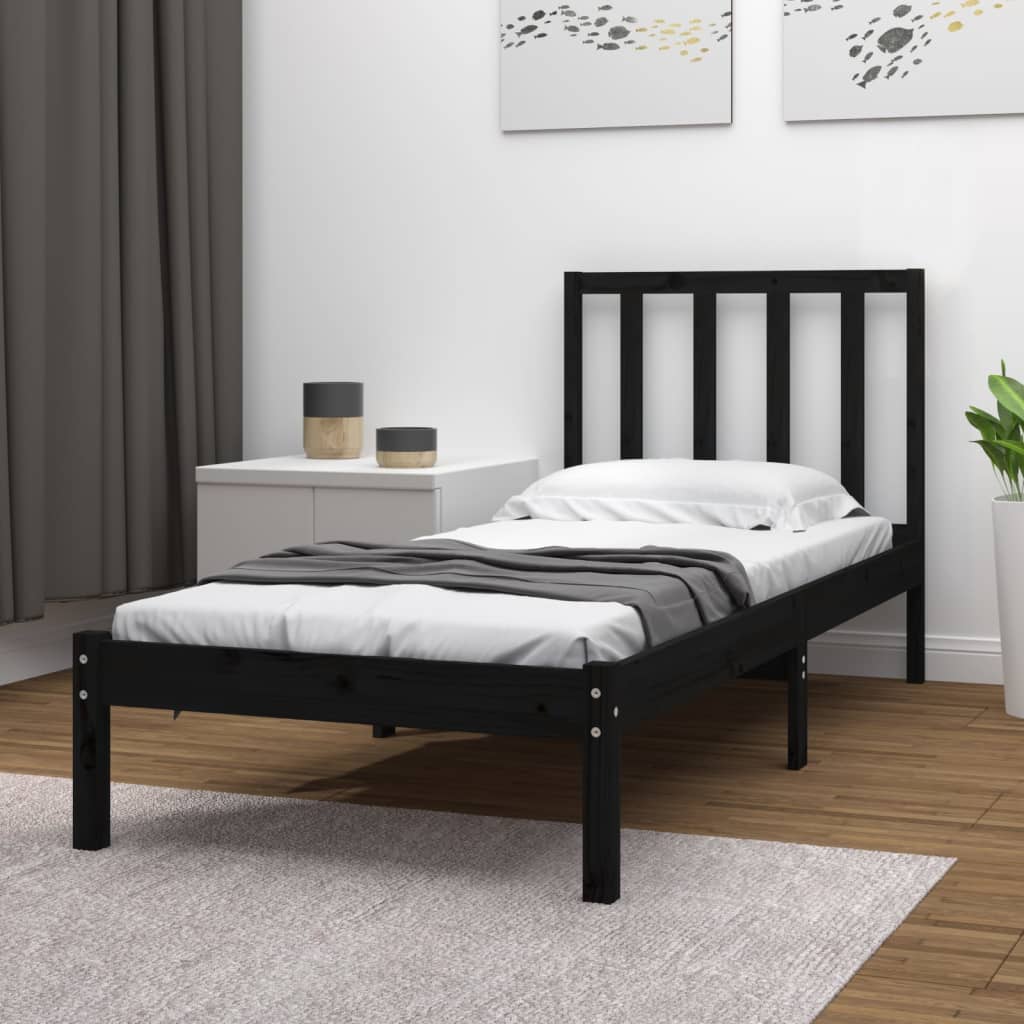 vidaXL Cadru de pat Small Single, negru, 75x190 cm lemn masiv de pin