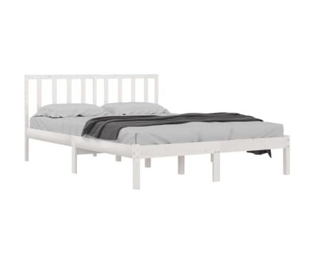 vidaXL Posteljni okvir bel iz trdne borovine 120x190 cm