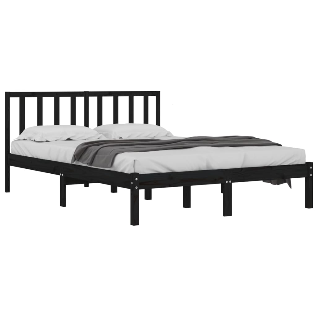 vidaXL Bedframe massief grenenhout zwart 120x190 cm 4FT Small Double