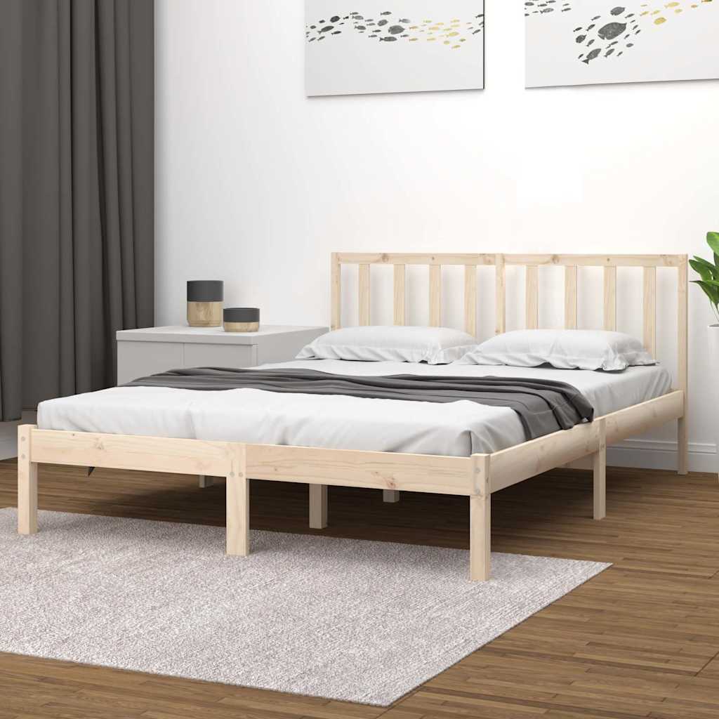 vidaXL Sängynrunko täysi mänty 135x190 cm Double