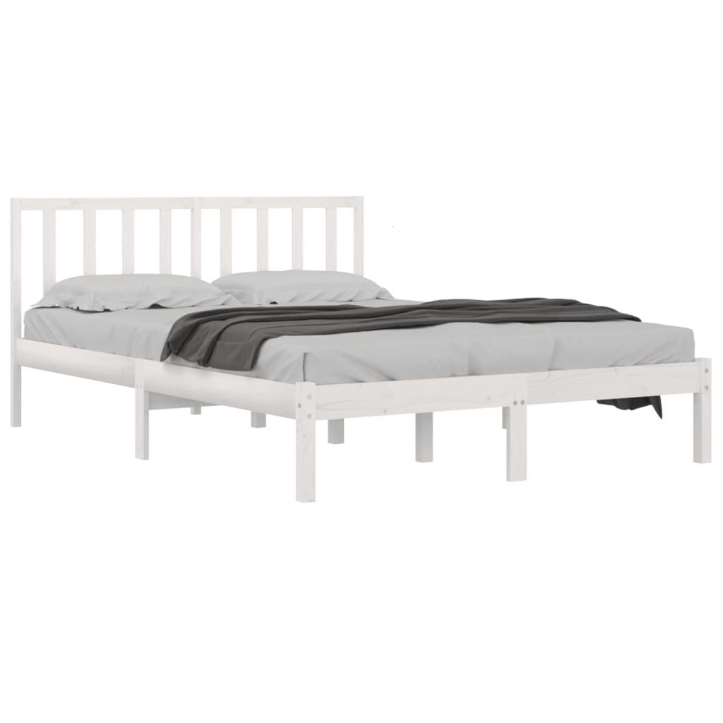 

vidaXL Bedframe massief grenenhout wit 135x190 cm 4FT6 Double