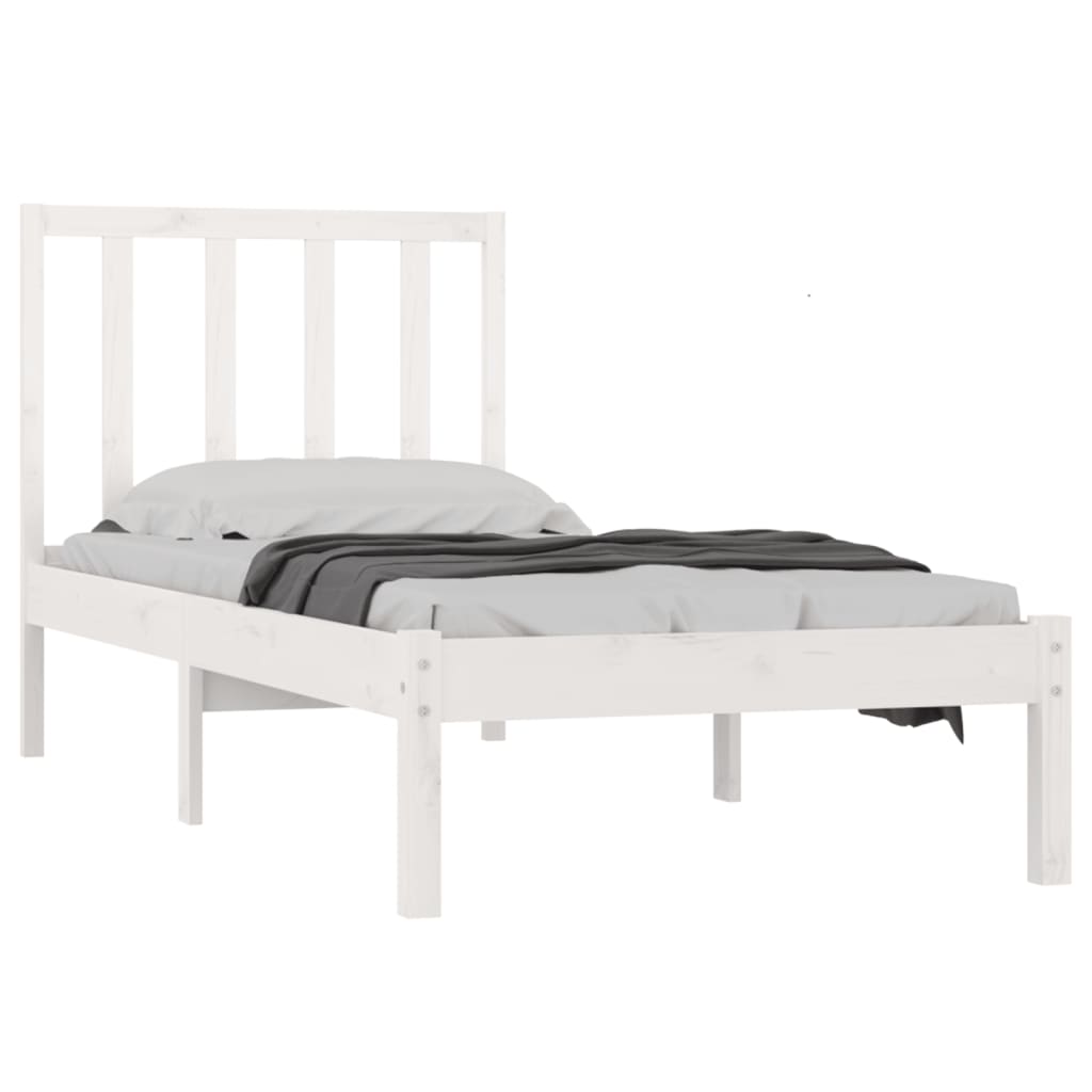 vidaXL Estrutura de cama 100x200 cm pinho maciço branco