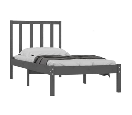 vidaXL Lovos rėmas, pilkos spalvos, 100x200cm, pu&scaron;ies medienos masyvas