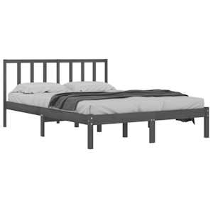 vidaXL Bed Frame without Mattress Grey Solid Wood Pine 120x200 cm