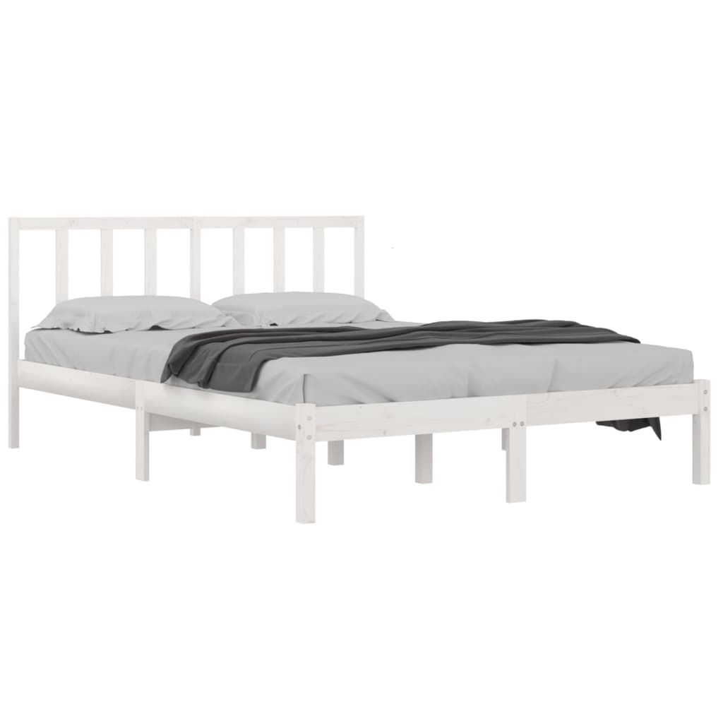 vidaXL Bedframe massief grenenhout wit 140x200 cm