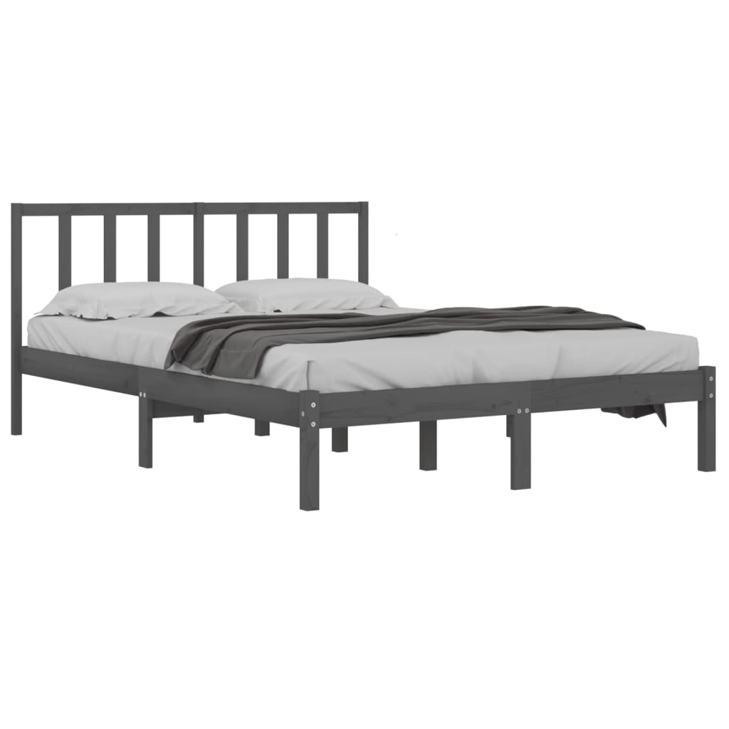 vidaXL Bed Frame Grey Solid Wood Pine 140x200 cm