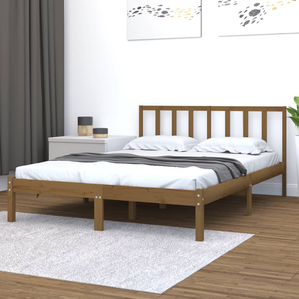 Pine double deals bed with mattress