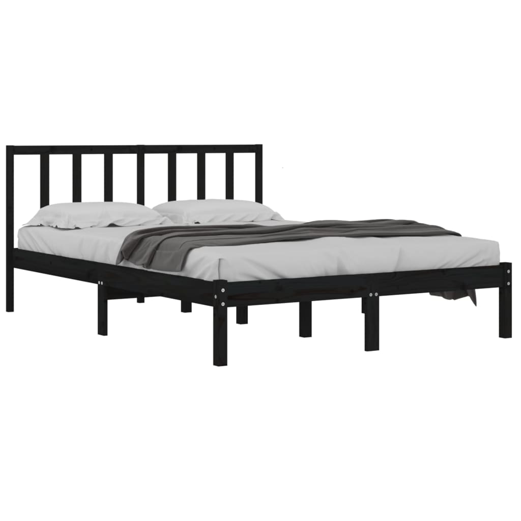 

vidaXL Bedframe massief grenenhout zwart 140x200 cm