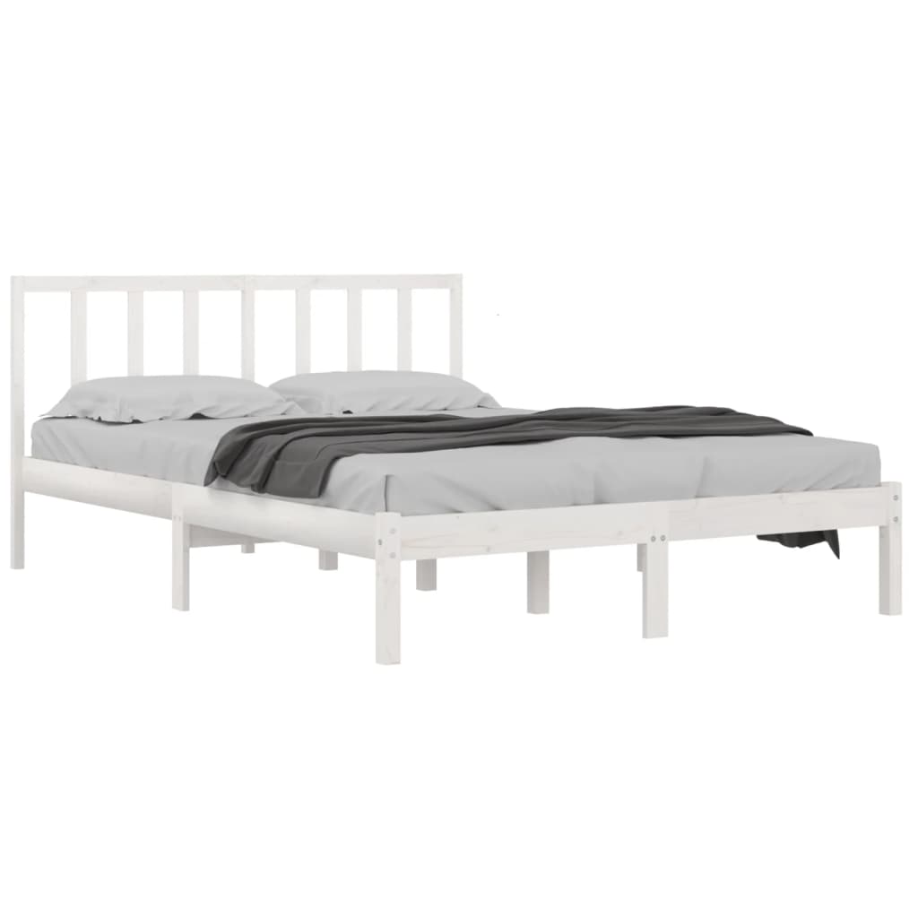 vidaXL Bedframe massief grenenhout wit 160x200 cm afbeelding