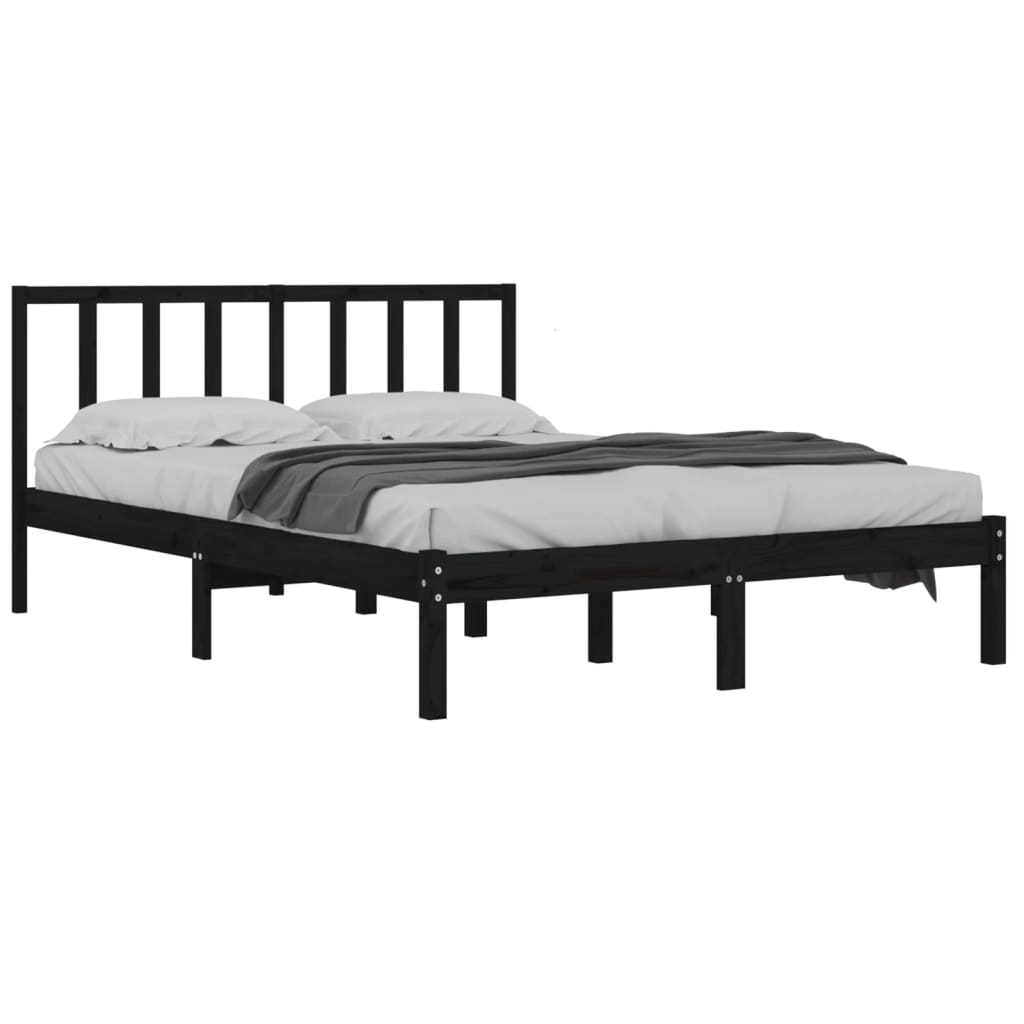 

vidaXL Bedframe massief grenenhout zwart 160x200 cm