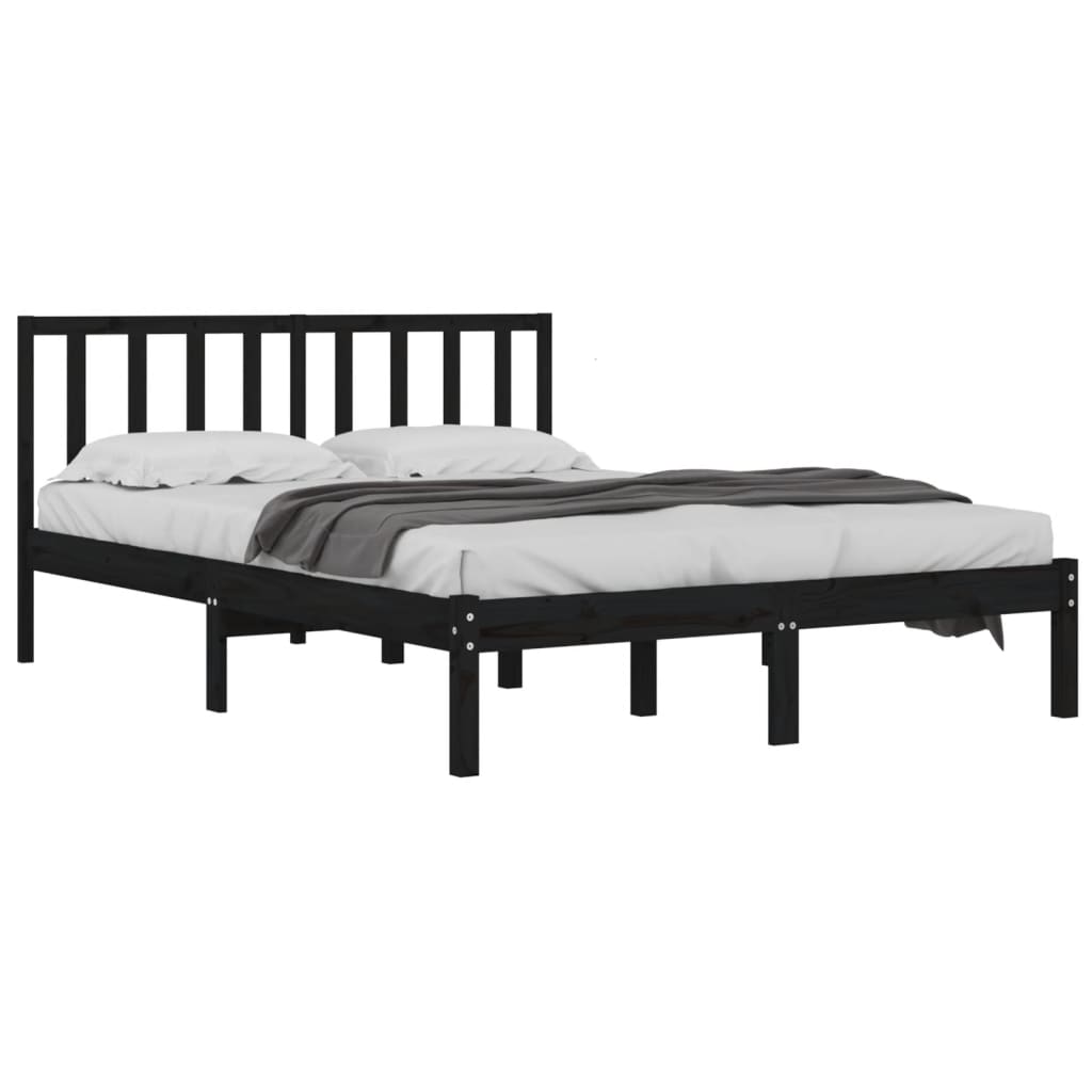 vidaXL Bedframe massief grenenhout zwart 180x200 cm 6FT Super King