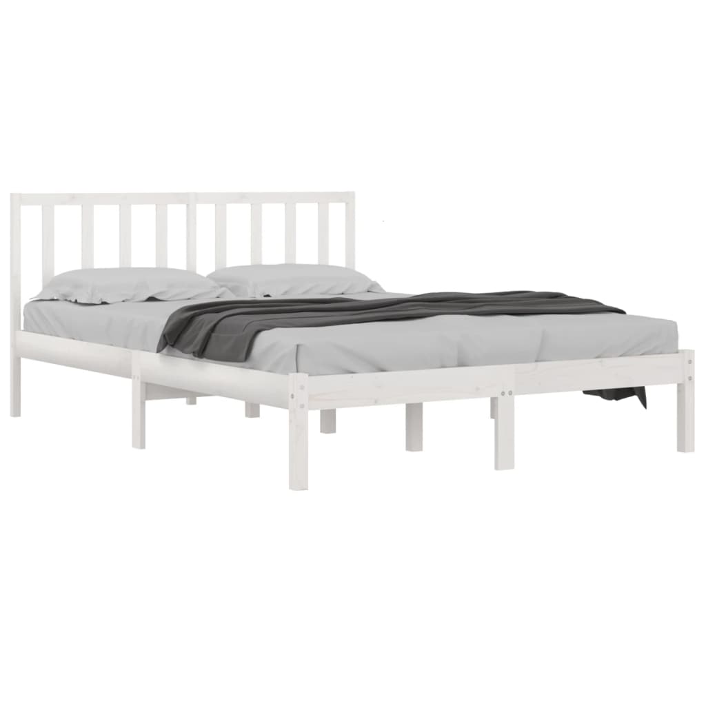 vidaXL Bedframe massief grenenhout wit 200x200 cm afbeelding