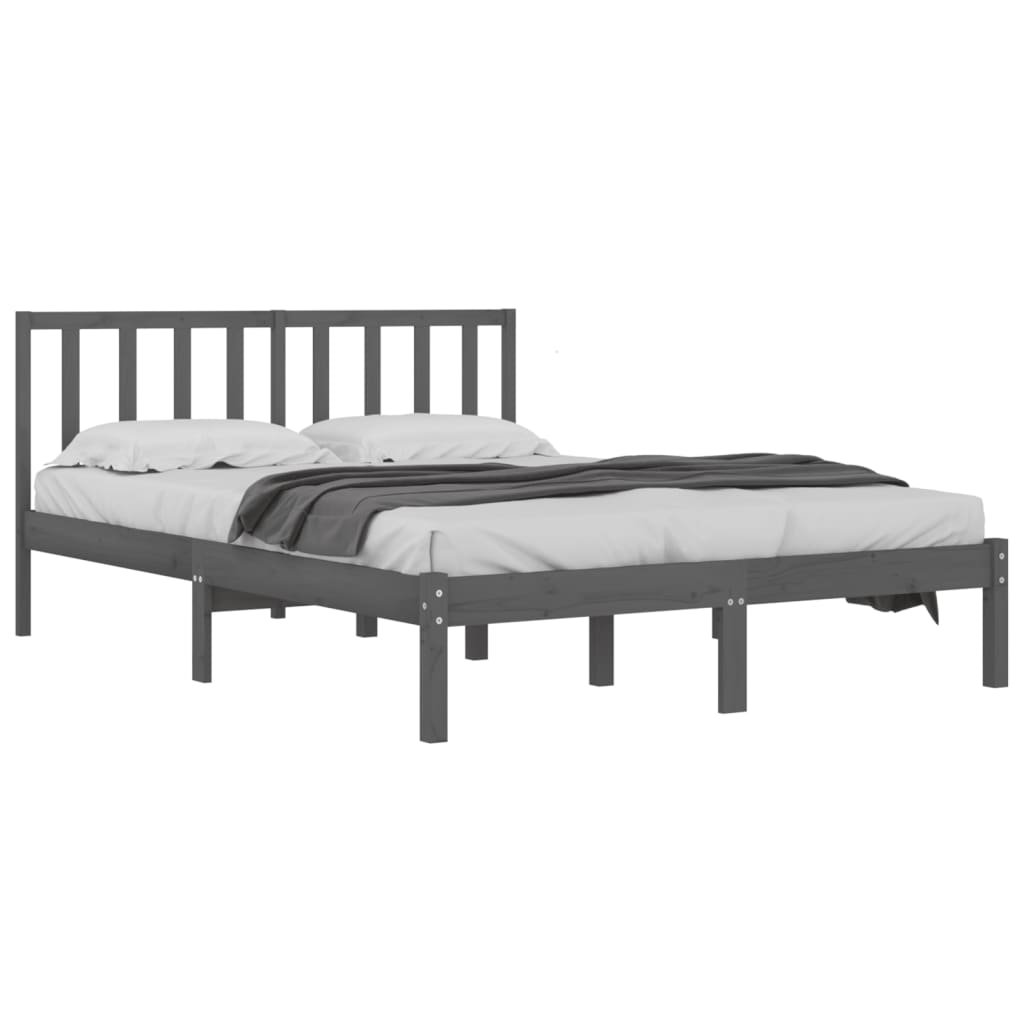 vidaXL Bedframe massief grenenhout grijs 200x200 cm