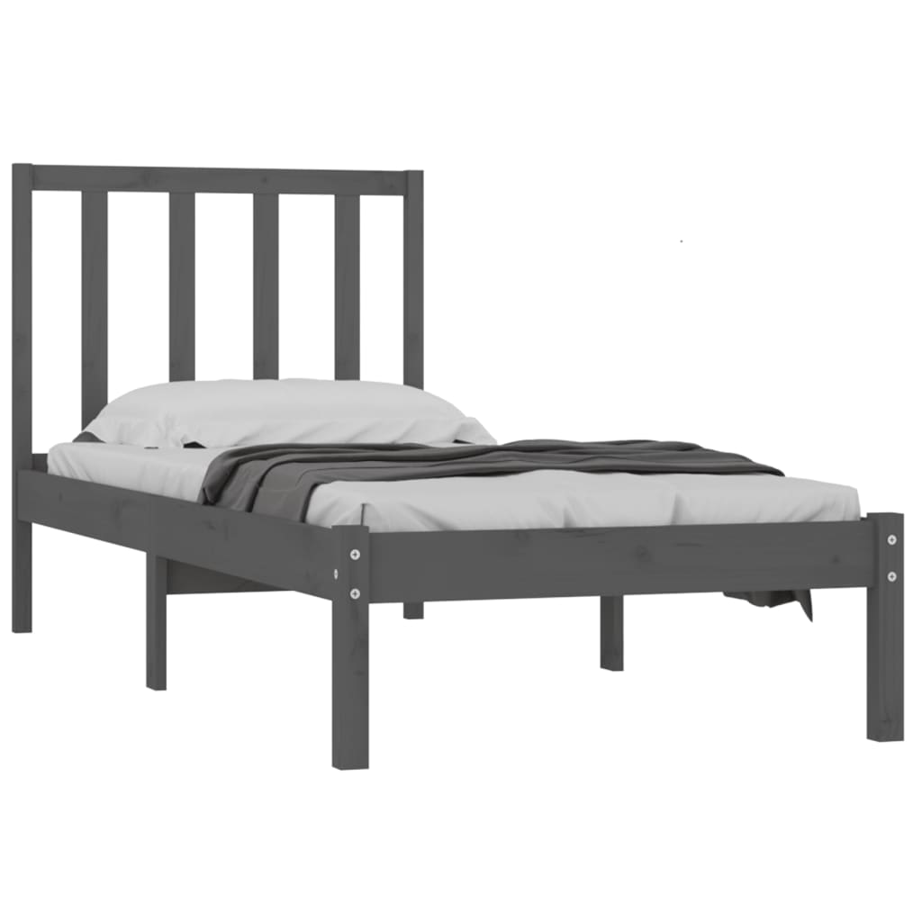 

vidaXL Bedframe massief grenenhout grijs 75x190 cm 2FT6 Small Single