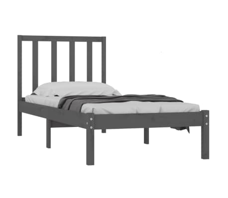 vidaXL Lovos rėmas, pilkas, 75x190cm, pu&scaron;ies masyvas, vienvietis