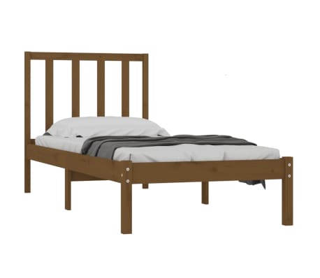 vidaXL Cadre de lit Marron miel Bois pin massif 75x190 cm Petit simple