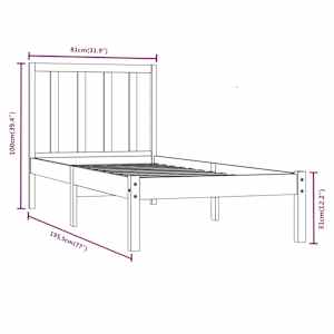 Rám postele černý masivní borovice 75 x 190 cm malé jednolůžko - obrázek 6