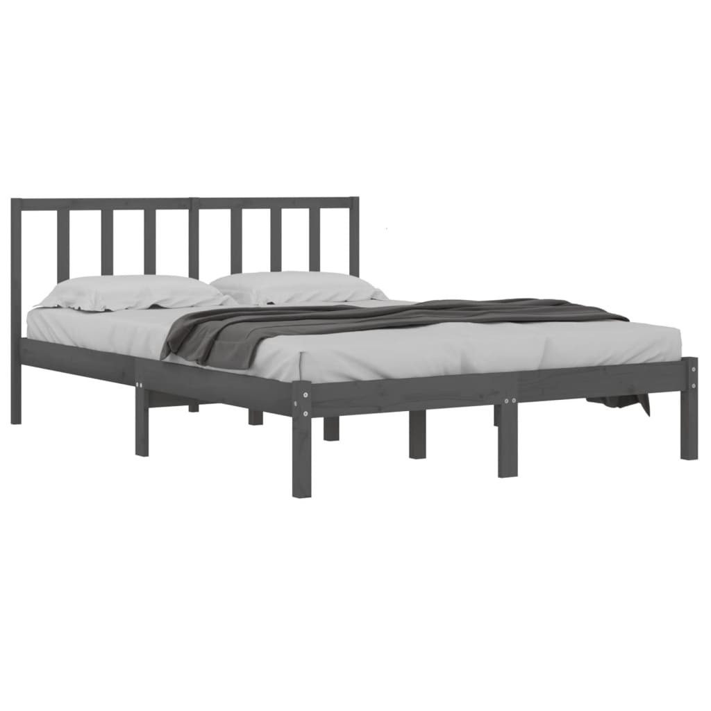 

vidaXL Bedframe massief grenenhout grijs 120x190 cm 4FT Small Double