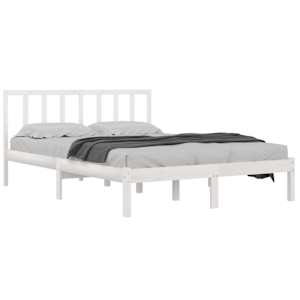 vidaXL Bed Frame without Mattress White Solid Wood Pine 135x190 cm Double