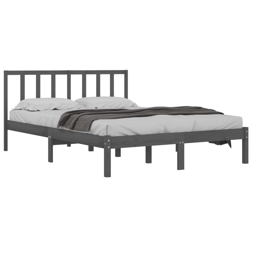 

vidaXL Bedframe massief grenenhout grijs 140x190 cm