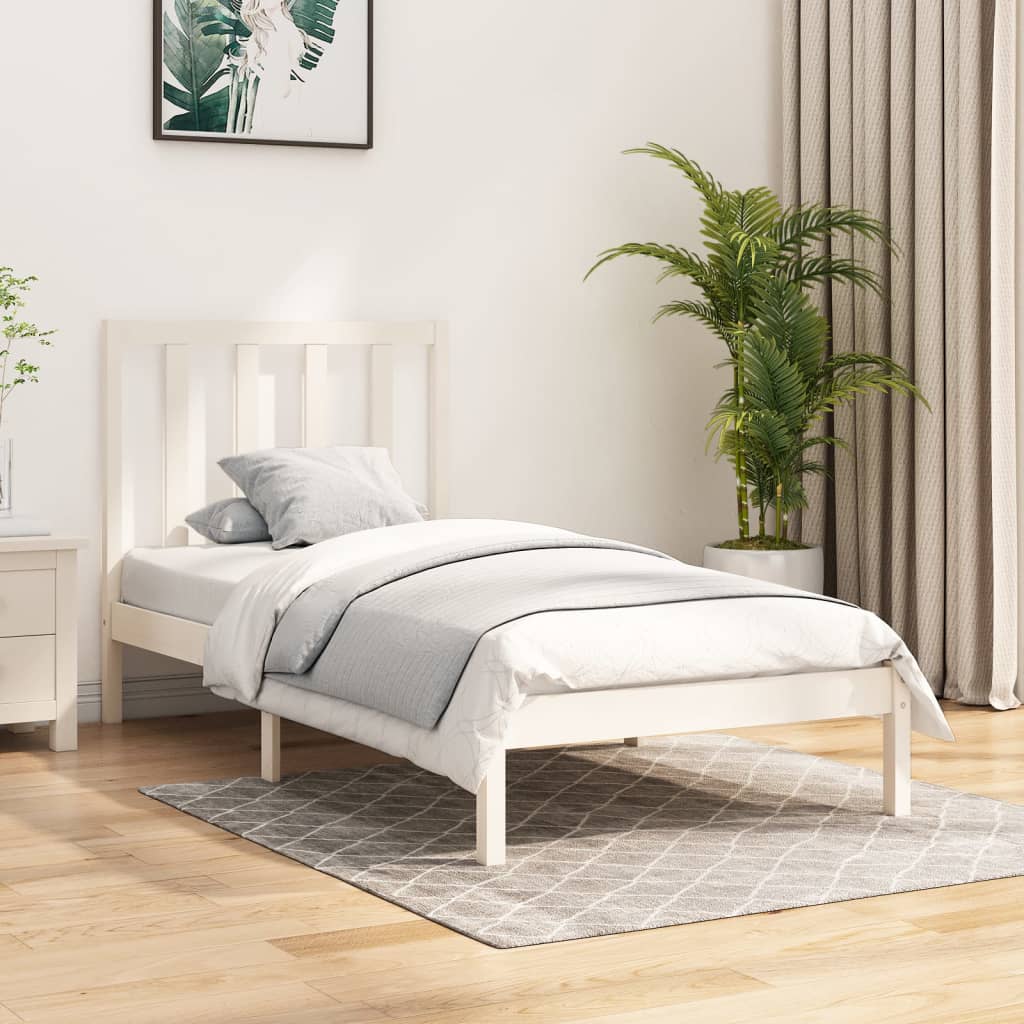 vidaXL Rama ��ka, bia�a, lite drewno sosnowe, 75x190 cm, pojedyncza