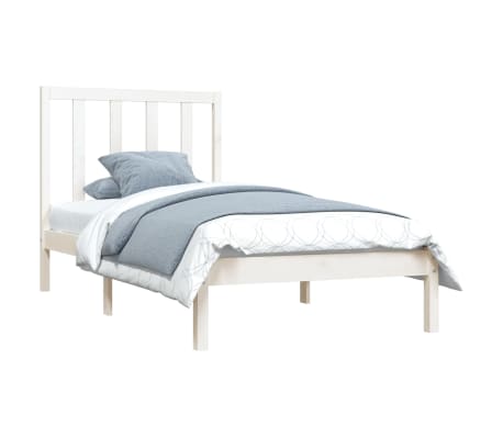 vidaXL Estrutura de cama solteiro 90x190 cm pinho maciço branco