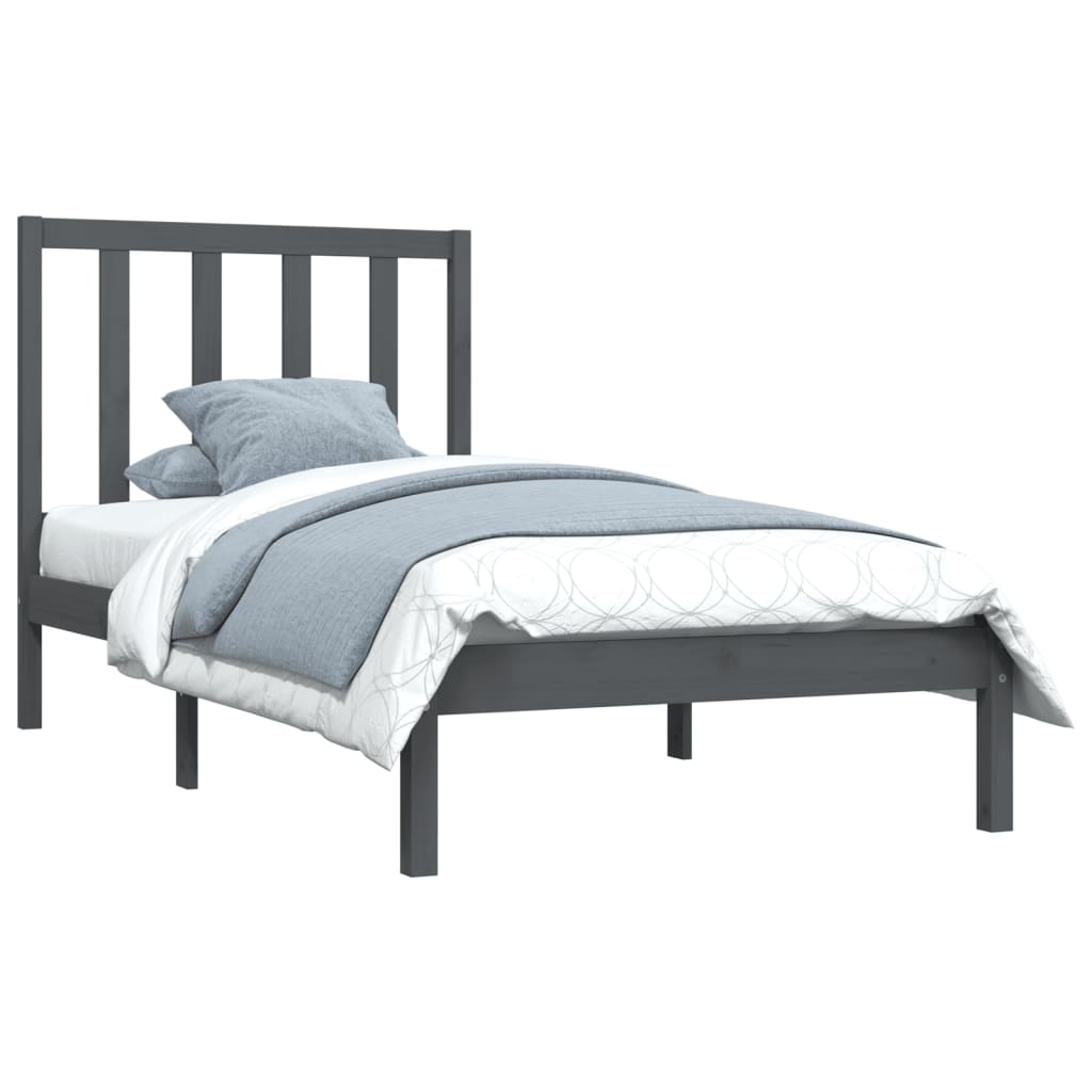 vidaXL Bedframe massief grenenhout grijs 90x190 cm 3FT Single