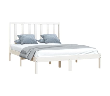 vidaXL Bed Frame without Mattress White Solid Wood Pine 120x190 cm Small Double