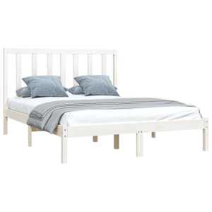 vidaXL Bed Frame without Mattress White Solid Wood Pine 120x190 cm Small Double