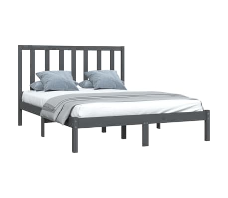 vidaXL Bed Frame Grey Solid Wood Pine 120x190 cm Small Double