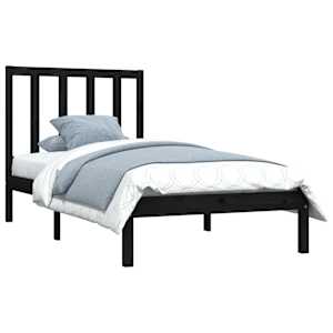 vidaXL Sengeramme svart heltre furu 100x200 cm