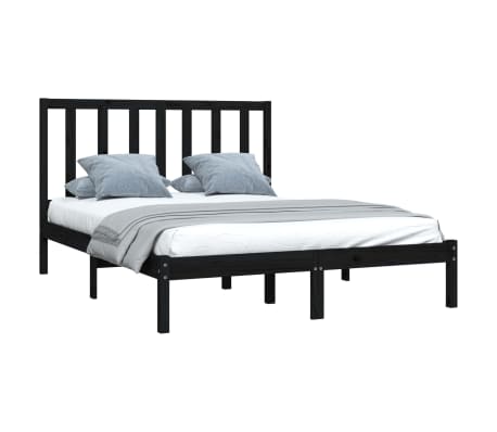 vidaXL Cadre de lit sans matelas noir bois de pin massif 120x200 cm