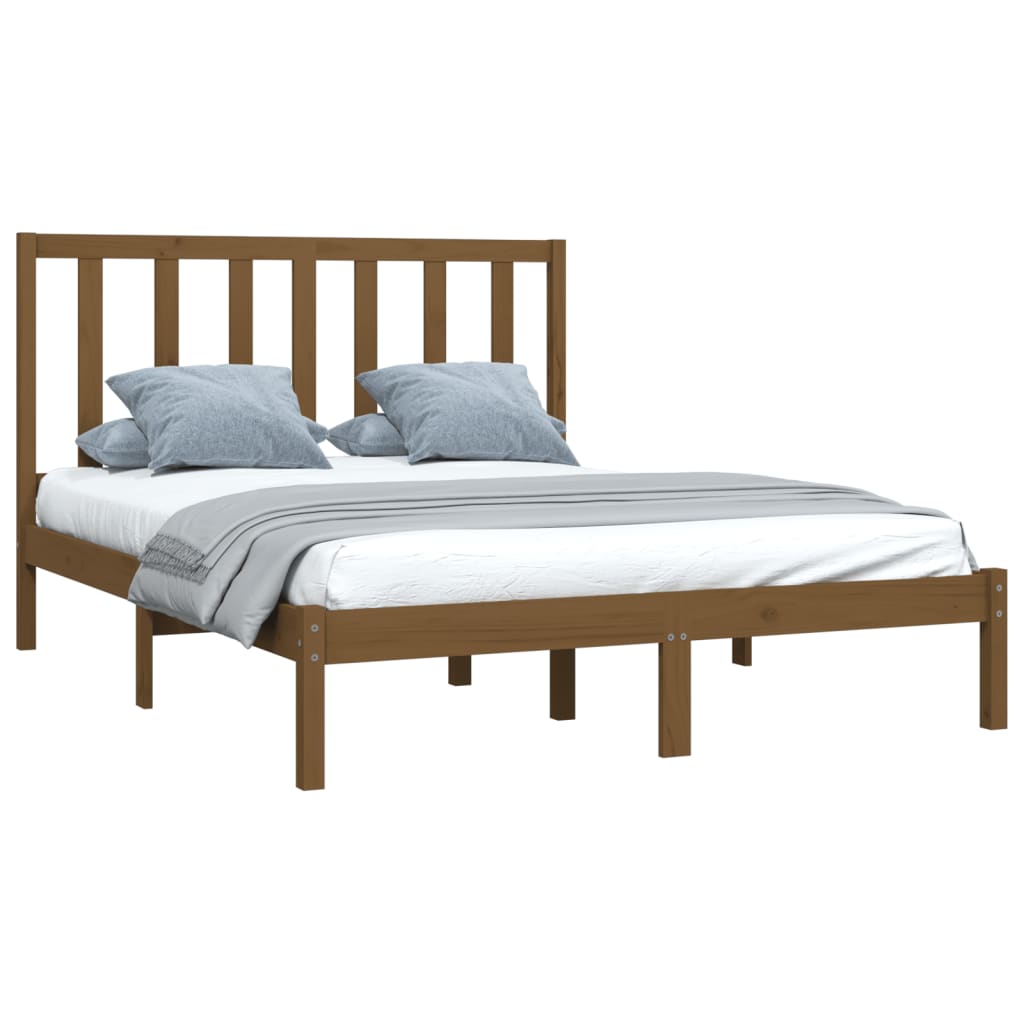 vidaXL Bedframe massief grenenhout honingbruin 140x200 cm