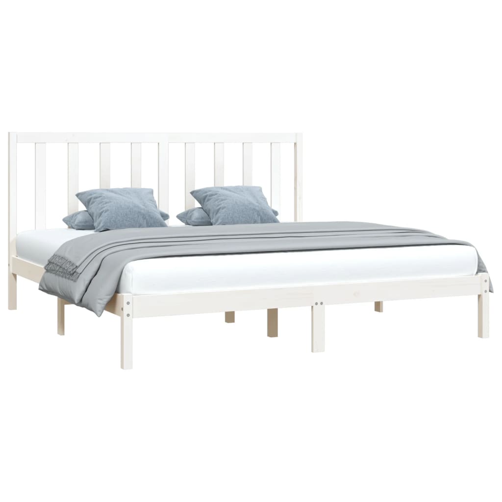 vidaXL Bedframe massief grenenhout wit 180x200 cm 6FT Super King