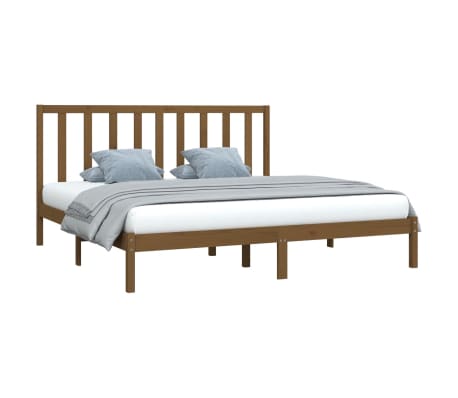 vidaXL Cadre de lit Marron miel Bois pin massif 180x200 cm Super King