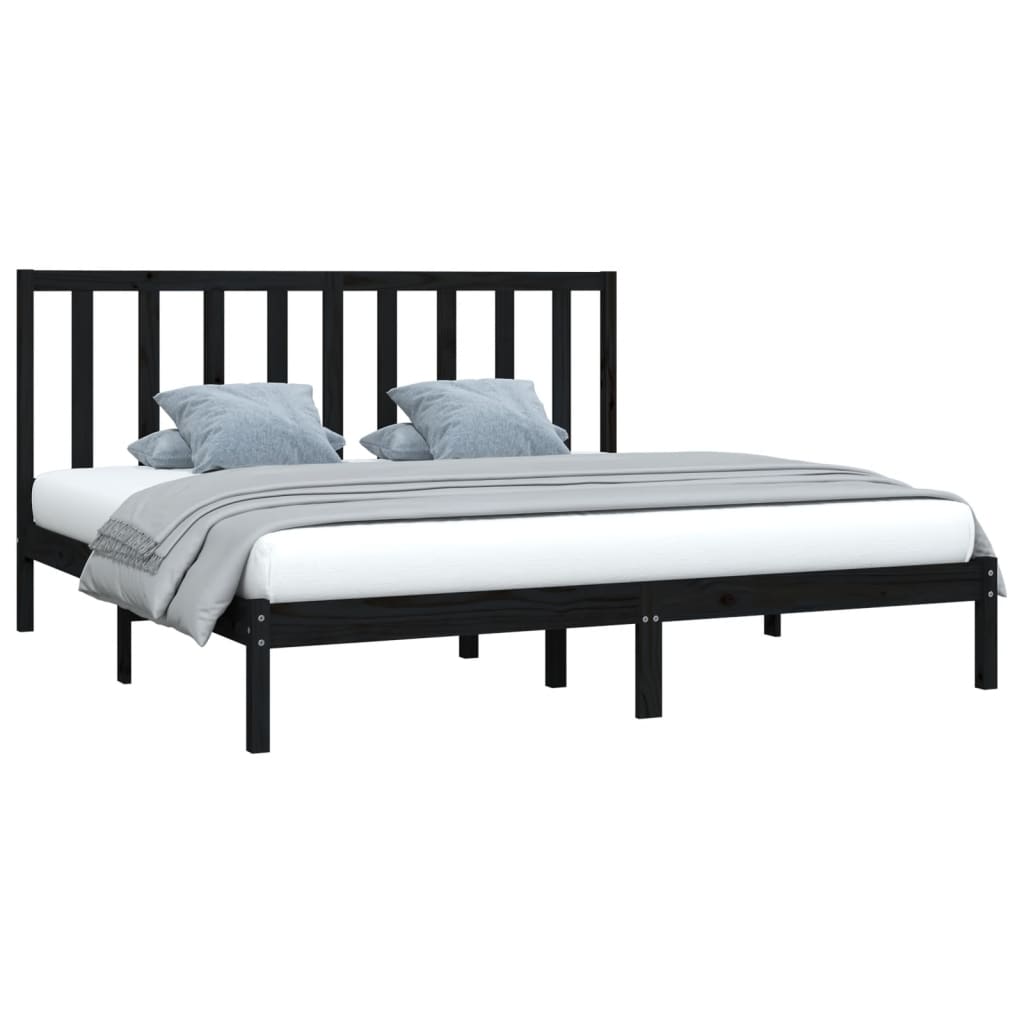 vidaXL Bedframe massief grenenhout zwart 200x200 cm afbeelding